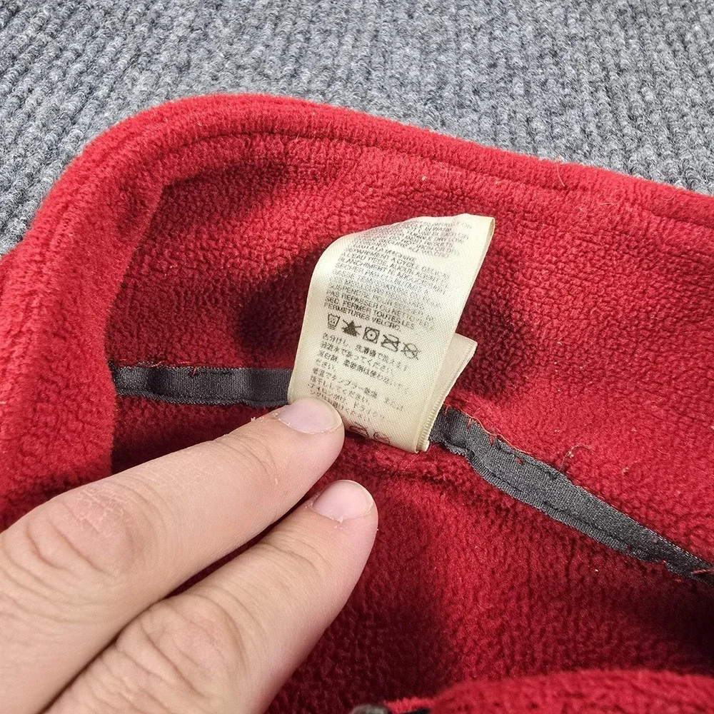 Vintage The‎ North Face Jacket Mens Medium Red Black Fleece Full Zip Hiking